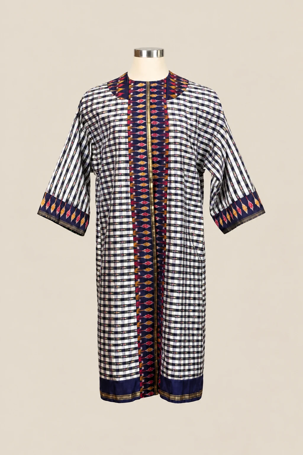 Checked Amara on a cream dress form